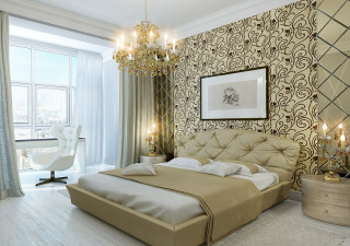 Bedroom large bed chandelier ceiling - the ceiling and a chandelier free wallpaper
