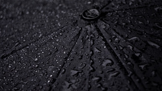 Black umbrella waterdrops whiteborder photorealism - a black umbrella free wallpaper