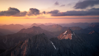 Mountain range sunset clouds cityscape 7 - a few mountain free wallpaper