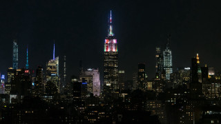 City skyline tall building night 5 - neofauvism free wallpaper