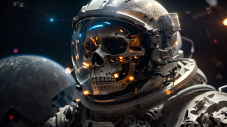 Skull astronaut space suit starry - star and planets free wallpaper