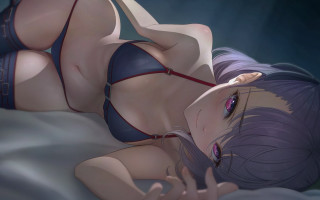 Woman bikini bed blurry purple - chizuko yoshida free wallpaper
