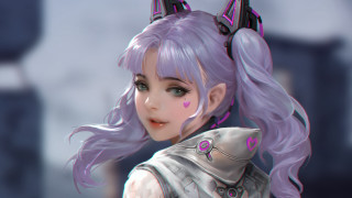 Girl cat ears cyberpunk armor - global free wallpaper