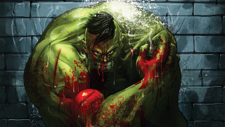 Green suit man blood brick - red paint free wallpaper