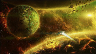 Spacecraft starry sky planet explosion - a planet free wallpaper