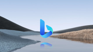 Blue reflected letter hills ocean - a logo free wallpaper