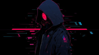 Hooded man cyberpunk red light - a hoodie free wallpaper