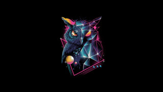 Black owl geometric colorful glowing - cyberpunk art free wallpaper
