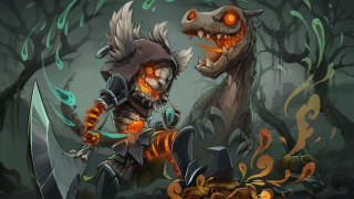 Cartoon demon armor forest glowing - brom free wallpaper