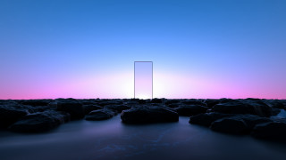 Large square rocks sunset pink - cinema 4 d free wallpaper