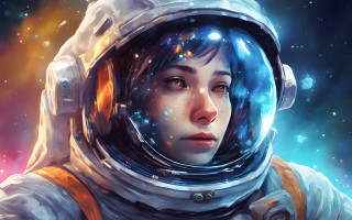 Space astronaut aurora starry sky - blue light free wallpaper