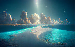 Water sky sun beach ocean - free beach wallpaper