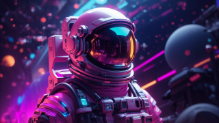 Futuristic space suit helmet neon - this image free wallpaper for desktop