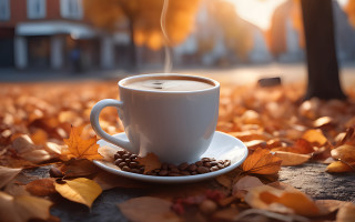 Coffee cup saucer autumn leaves - a saucer free wallpaper
