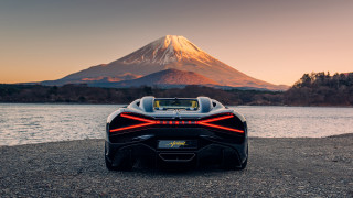 Sports car lake mountain sunset - japan aimitsu free wallpaper