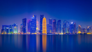 City skyline night reflections skyscrapers - daren bader free wallpaper