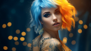 Blue yellow wig blurry bokeh - affinity photo free wallpaper