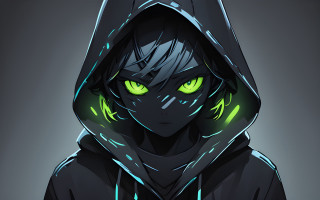Glowing hoodie eyes scarred girl - a hoodie free wallpaper