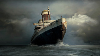Large ship ocean cloudy sky - matte painting free wallpaper