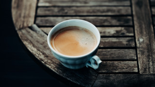 Coffee cup wooden table minimalism - a wooden chair free wallpaper