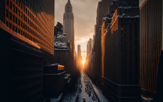 City train building sunset skyline - city free wallpaper