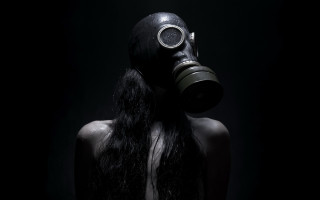 Woman gasmask dystopian portrait dark - a gas mask free wallpaper