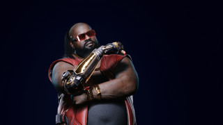 Red leather man gold object - unreal engine 5 quality free wallpaper