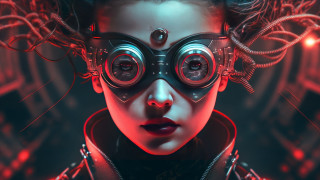 Futuristic woman metal goggles cyberpunk - artstation hq free wallpaper