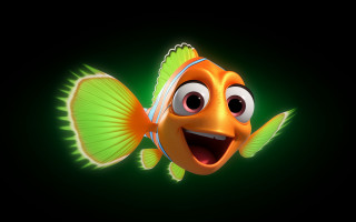 Cartoon fish green black background - eugene montgomery free wallpaper