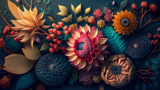 Flower blooming 3d digital painting - a painting of a bunch free wallpaper