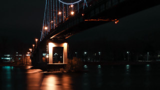 Night bridge reflection city lights 2 - long exposure free wallpaper for desktop