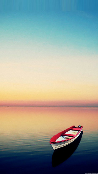 Boat reflection minimalist sunset ocean - dawn free wallpaper for mobile