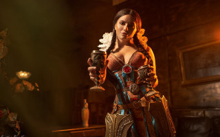 Cosplay woman wine flower dark - artur tarnowski free wallpaper for desktop