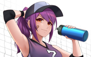 Purple hair volleyball net sportswear - sakimi chan free wallpaper