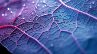 Leaf water droplets purple blue - a red center free wallpaper
