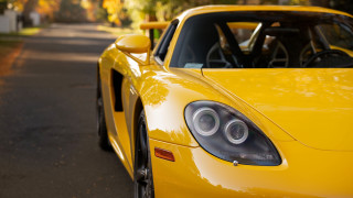 Yellow sports car street trees - a yellow sports car free wallpaper