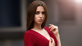 Woman red dress portrait jewelry - portrait photography free wallpaper