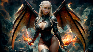 Woman dragon wings demon fire - a dragon free wallpaper