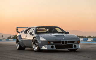 Silver car race track sunset - side profile free wallpaper