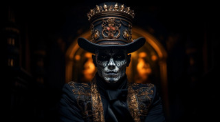 Skull facepaint man black top - a black jacket free wallpaper for desktop