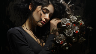 Woman flower bouquet gothic photorealistic - a bouquet of flowers free wallpaper