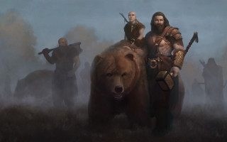 Fantasy epic characters bear riding - a bear free wallpaper