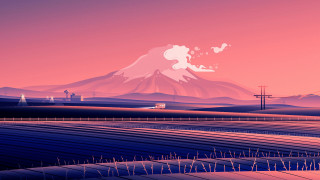 Mountain train crops pink sky - a train free wallpaper