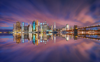 City skyline bridge water night - cityscape free wallpaper