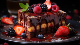 Chocolate berry cake wine blurry - a chocolate cake free wallpaper