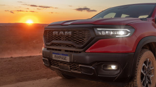 Red truck sunset dusk mountain - a red truck free wallpaper