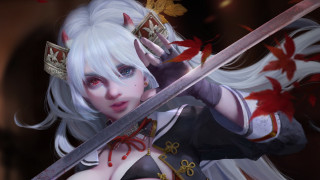 White hair crown sword leaf - white hair holding free wallpaper