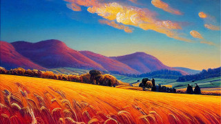 Mountains clouds field yellowgrass sky - brothers hildebrandt free wallpaper