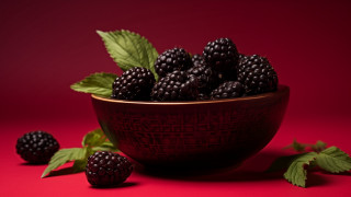 Blackberries leaves stilllife food berries - a red background behind free wallpaper
