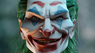 Clown mask green hair realistic - a white face free wallpaper for desktop